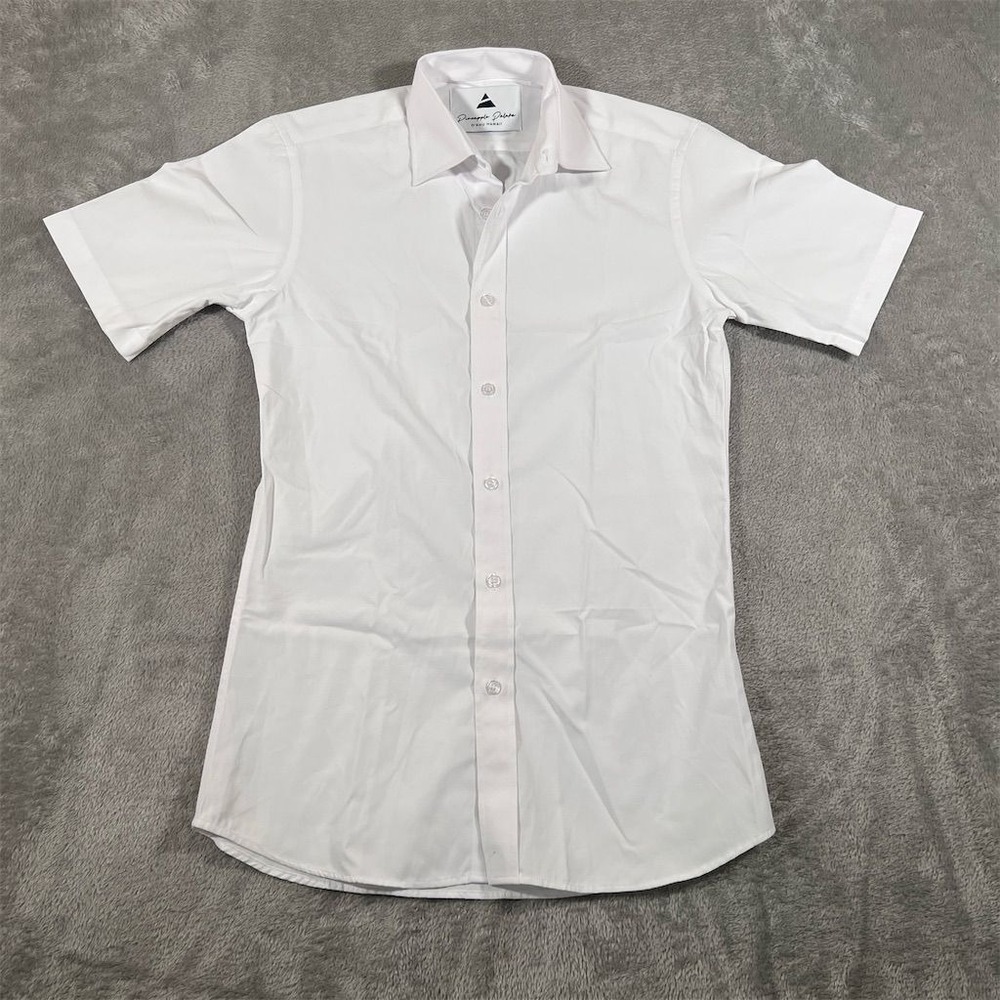 Pineapple Palaka Hawaii Shirt Boy's Small White Short Sleeve‎ Button-Up Casual